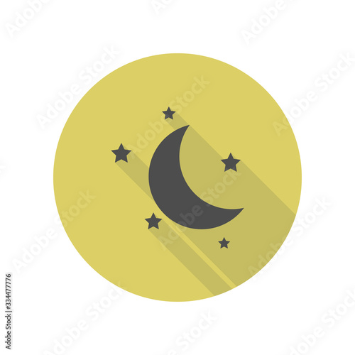 half moon and stars long shadow icon. Simple glyph, flat vector of web icons for ui and ux, website or mobile application