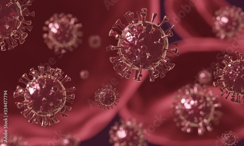 Coronavirus COVID-19. 2019-nCov,  SARS-CoV-2 virus. 3d rendering.