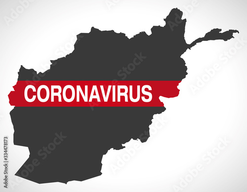 Afghanistan map with Coronavirus warning illustration