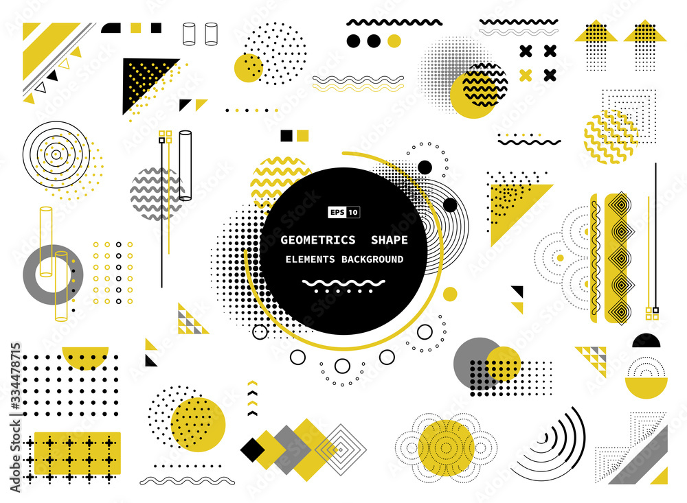 Plakat Abstract yellow gray and black geometric shape of modern elements cover design. illustration vector eps10
