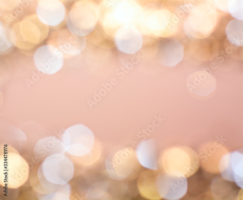 gold bokeh frame, lanterns. Colorful holiday background. Space for text