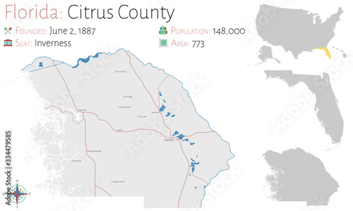 Large and detailed map of Citrus county in Florida  USA.