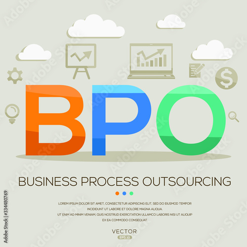  BPO mean (business process outsourcing) ,letters and icons,Vector illustration.