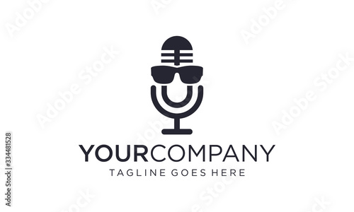 Podcast geek for logo design concept on white background