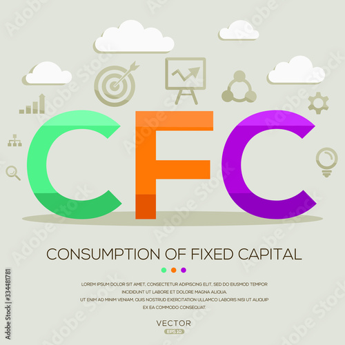  CFC mean (consumption of fixed capital) ,letters and icons,Vector illustration.