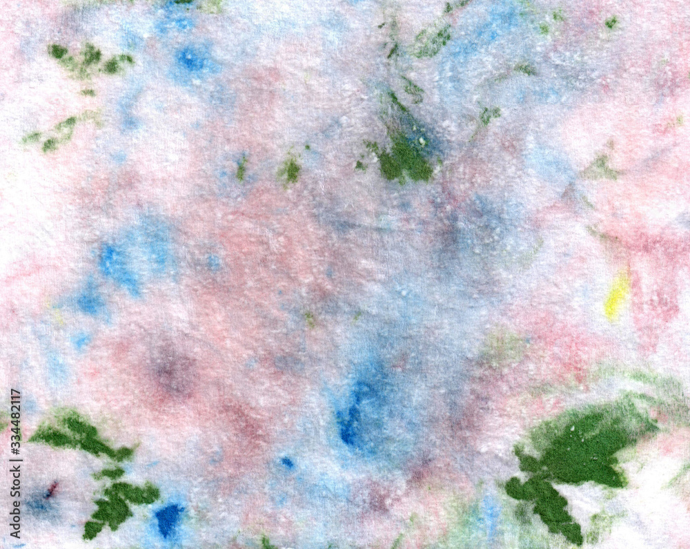 Abstract textured background of a dirty napkin with watercolor paint spots