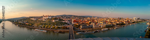 Panorama of Bratislava, Slovakia from UFO restaurant on brigde