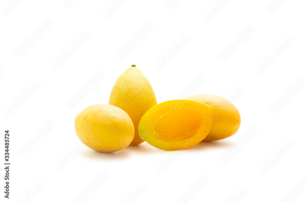 Fresh plango or marian plum on white background. summer fruit concept. Fresh plango or marian plum on white background. summer fruit concept.