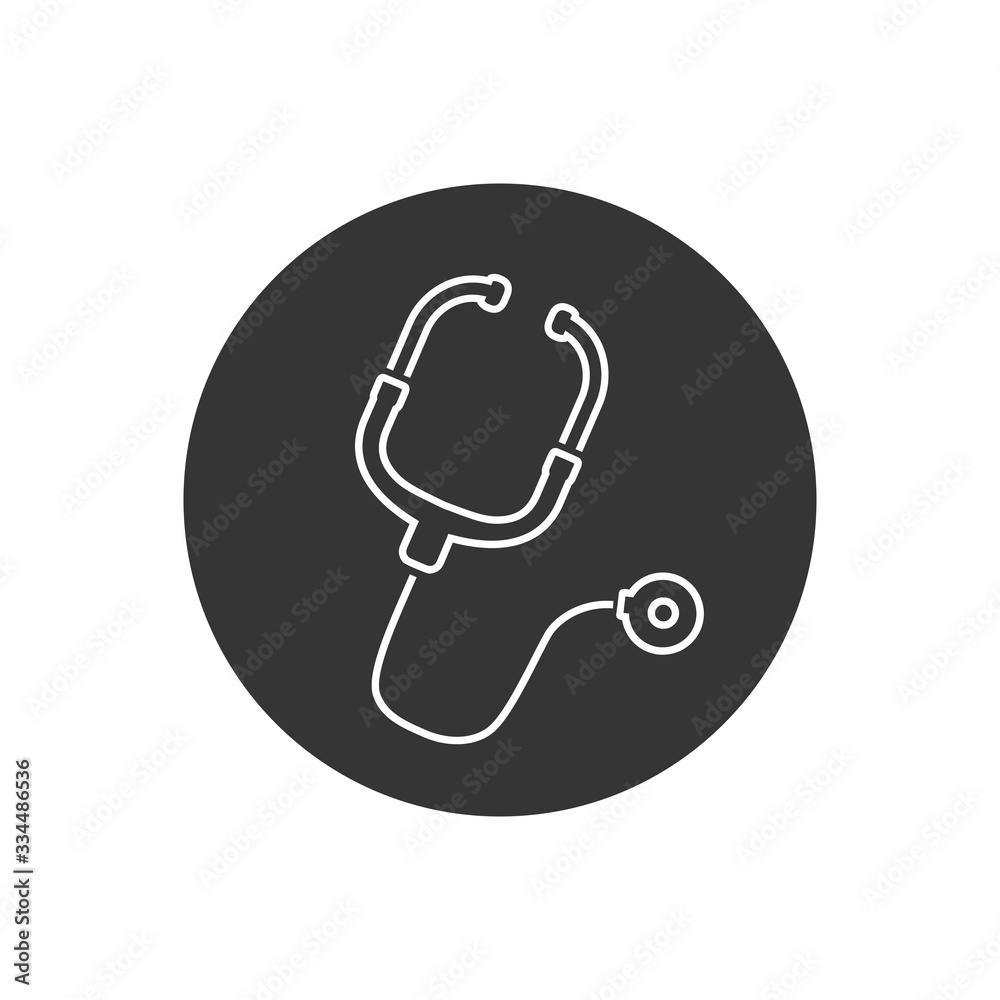 Abstract medical icon line with stethoscope, vector illustration on white