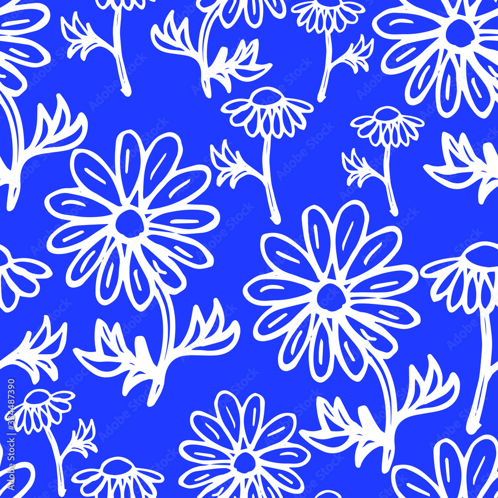 Vector illustration. Bright seamless pattern in the form of wildflowers. Vector illustration. Bright seamless pattern in the form of wildflowers.