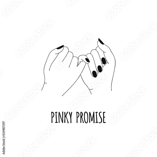 Pinky promise. Pinky swear. Hands. Outline, line art. Vector photo