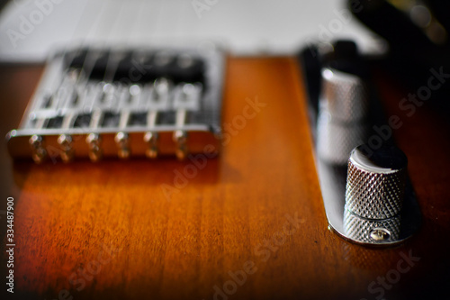 Fender Telecaster electric guitar in two tone sunburst color close-up