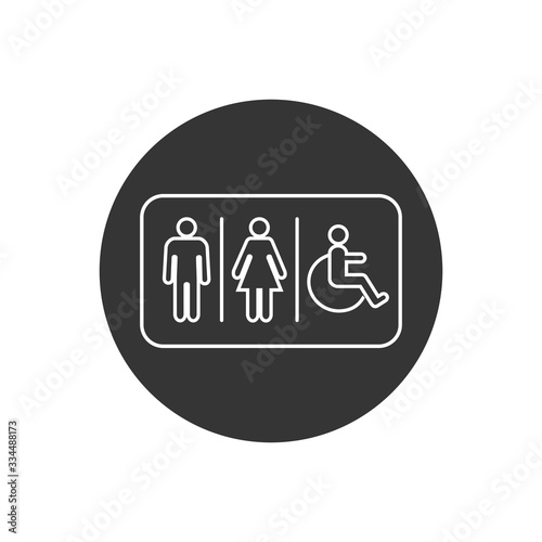 Lavatory Line Icon. Rest Room Signage. Toilet Symbol Vector Illustration Logo Template.