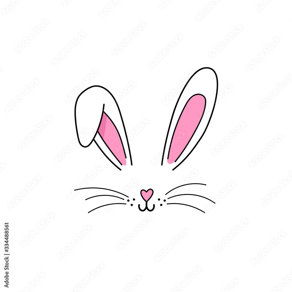 Obraz premium Bunny ears mask. Bunny face. Easter. Vector