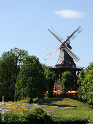 Windmill in Wallanlagen park in Bremen