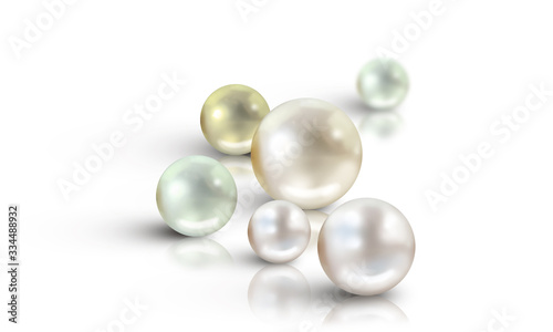 a beautiful group of colour pearls of different sizes