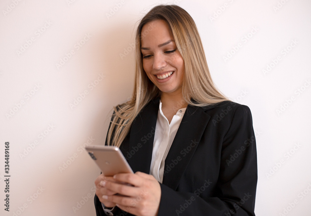Business woman using a smartphone . Social networking Business woman using a smartphone . Social networking