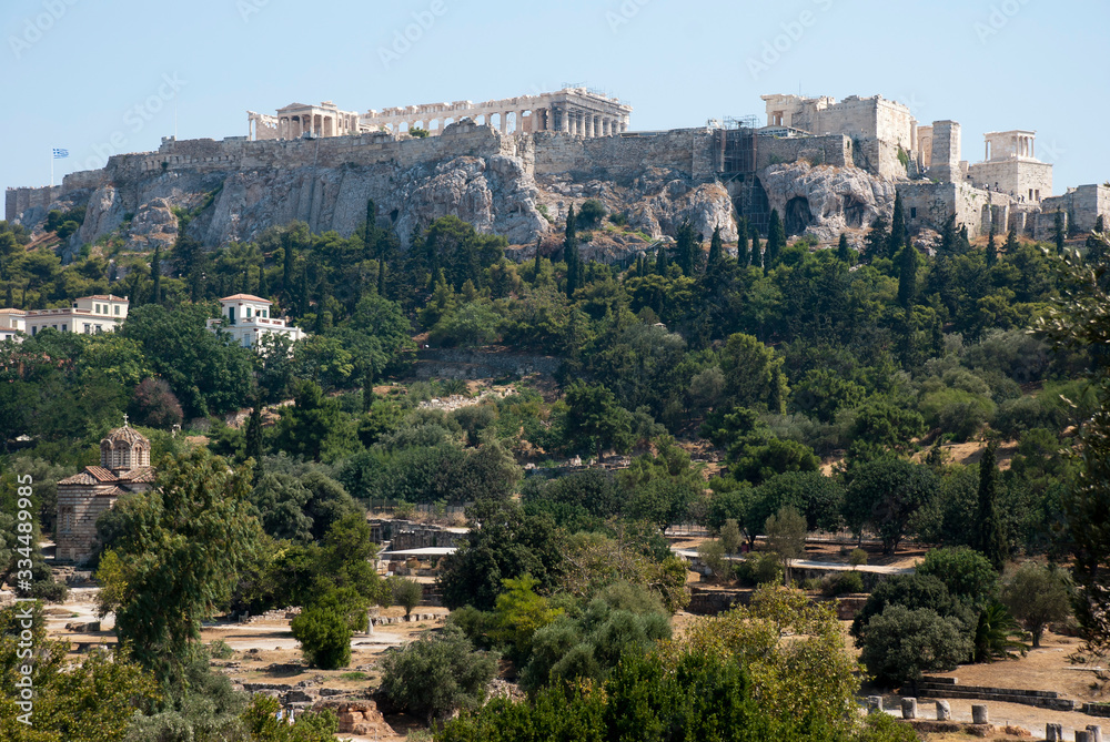 Fototapeta premium Athens, Greece, August 2020: The Ancient Agora of Athens during the coronavirus period