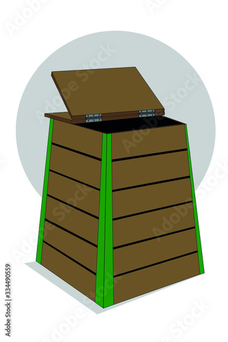 Compost bin . Vector illustration isolated on white background