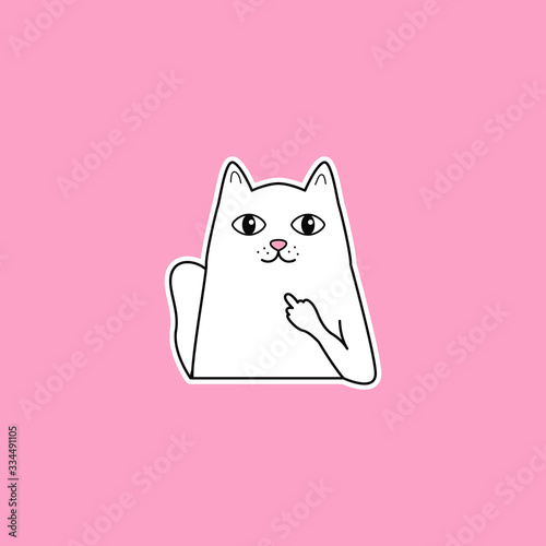Cat Fuck you. Cute cat showing fuck. Funny kitten. Vector
