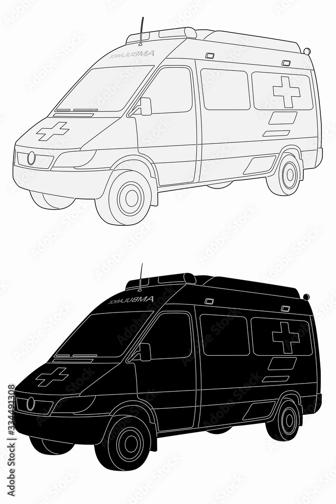 Fototapeta premium illustration of ambulance car, vector draw