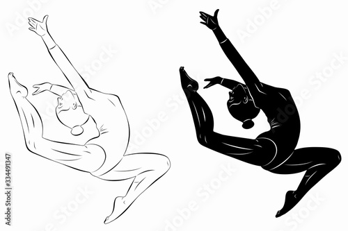 illustration of a gymnast woman, vector draw