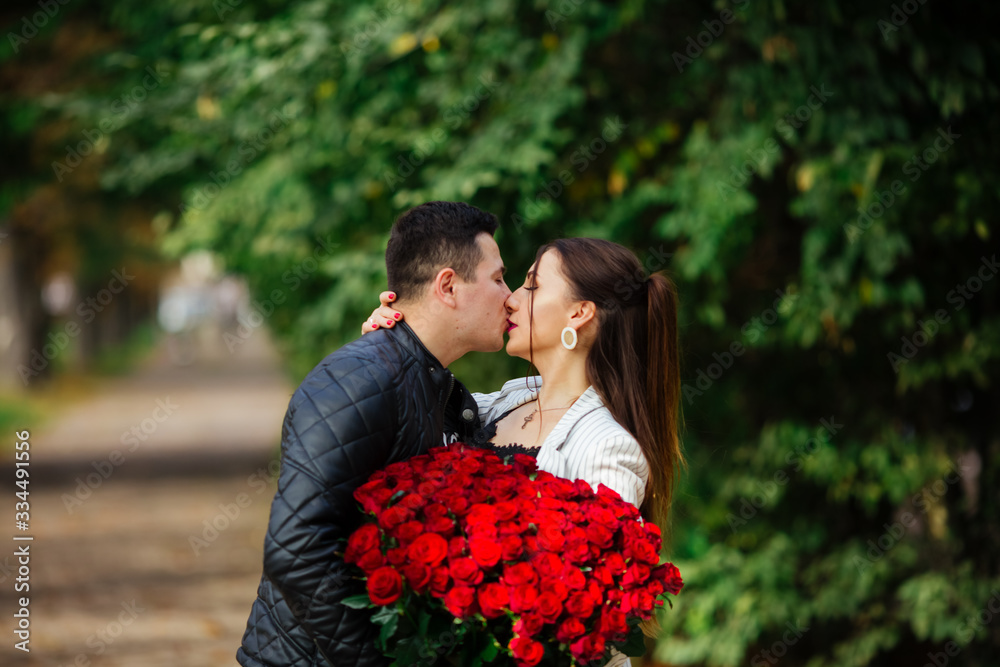 Beautiful couple man and woman. Romantic theme with girlfriend and boyfriend. Spring, summer photo relationships, love, valentines day