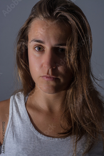 Woman portrait indoors in different positions