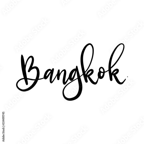 Bangkok City hand drawn lettering. Handwritten brush lettering. 