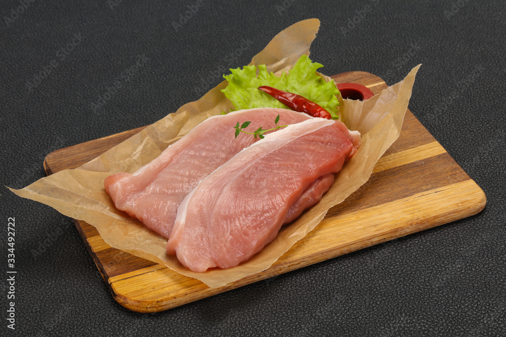 Juicy raw pork steak meat