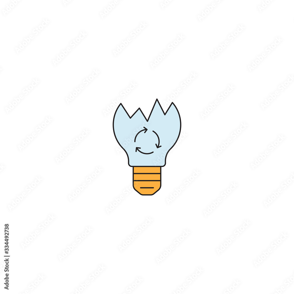 Light bulb recycling vector icon symbol isolated on white background Light bulb recycling vector icon symbol isolated on white background