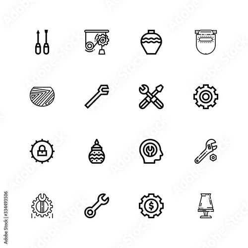 Editable 16 workshop icons for web and mobile