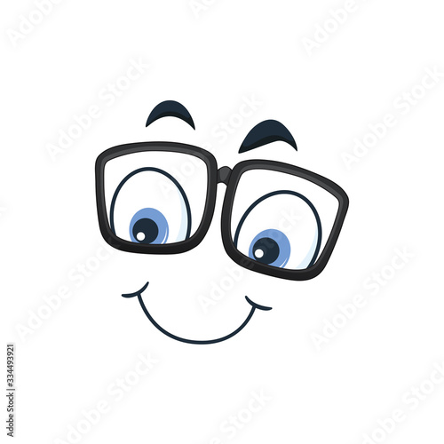Cartoon kawaii eyes and mouths on white background. Cute emoticon emoji characters in flat style. Vector emotion smile cartoon, illustration EPS10