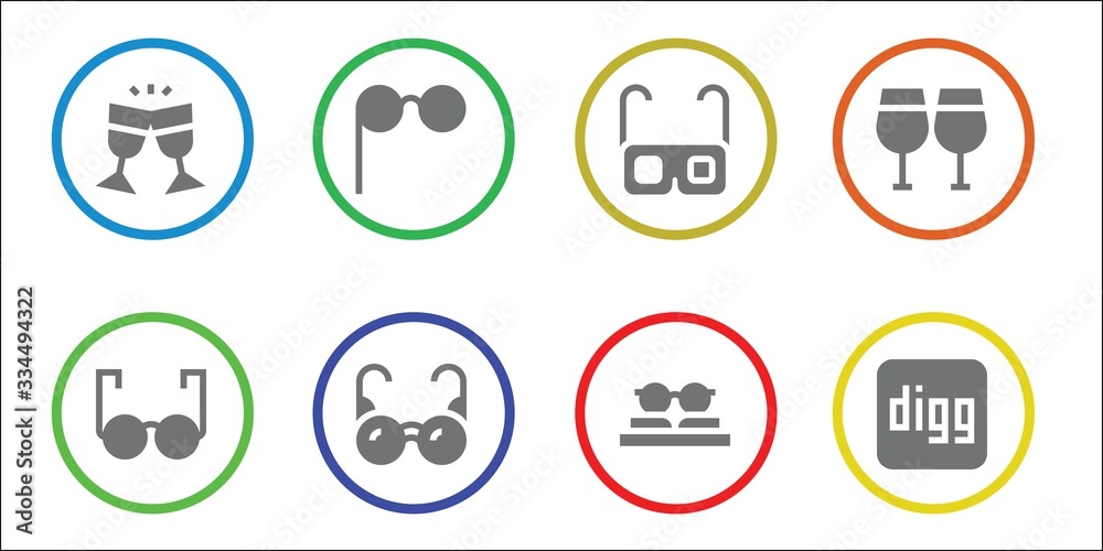 Modern Simple Set of eyeglasses Vector filled Icons