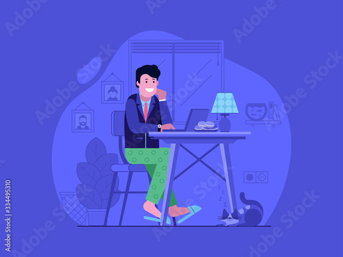 Freelancer Work from Home Flat Design Concept