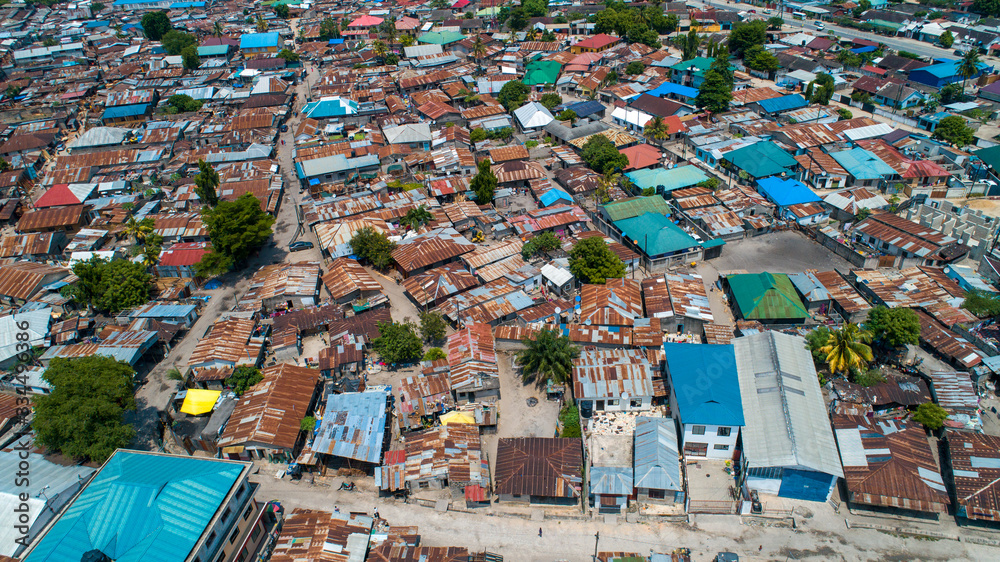aerial view of the local settlement in Dar es salaam.