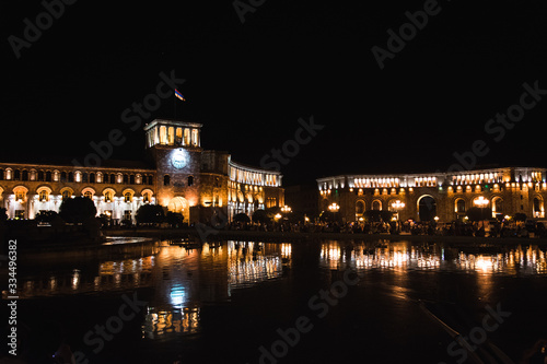 Government of the Republic of Armenia in night in Republic Square Yerevan