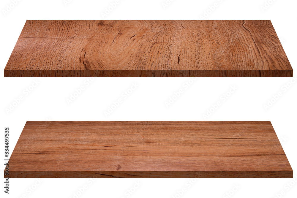 Obraz premium wood shelf collection of wooden shelves on an isolated white background