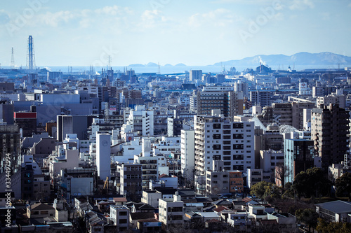Panoramic View to the Himeji City from the Castle Hills  Japan