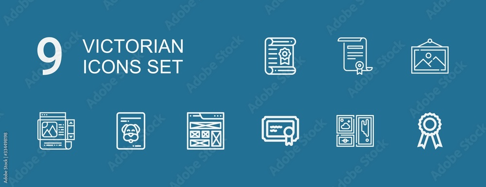 Editable 9 victorian icons for web and mobile Editable 9 victorian icons for web and mobile