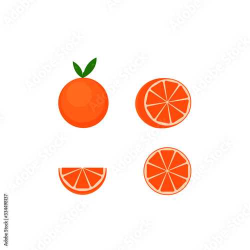 This is vector citrus fruit. Orange, mandarine isolated on white background.