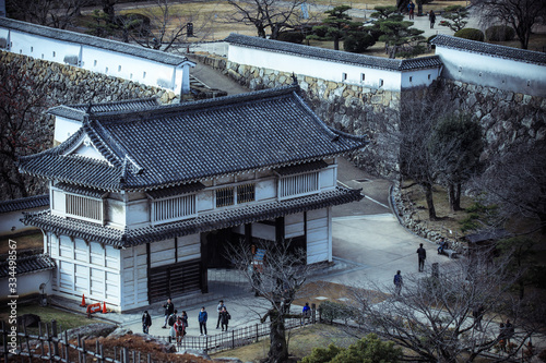 Himeji, Japan - January 08, 2020: Himeji Castle outside view 