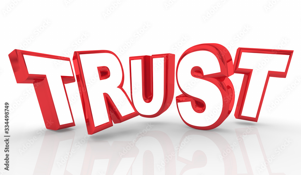 Trust Confidence Integrity Reputation Red Letters Word 3d Illustration