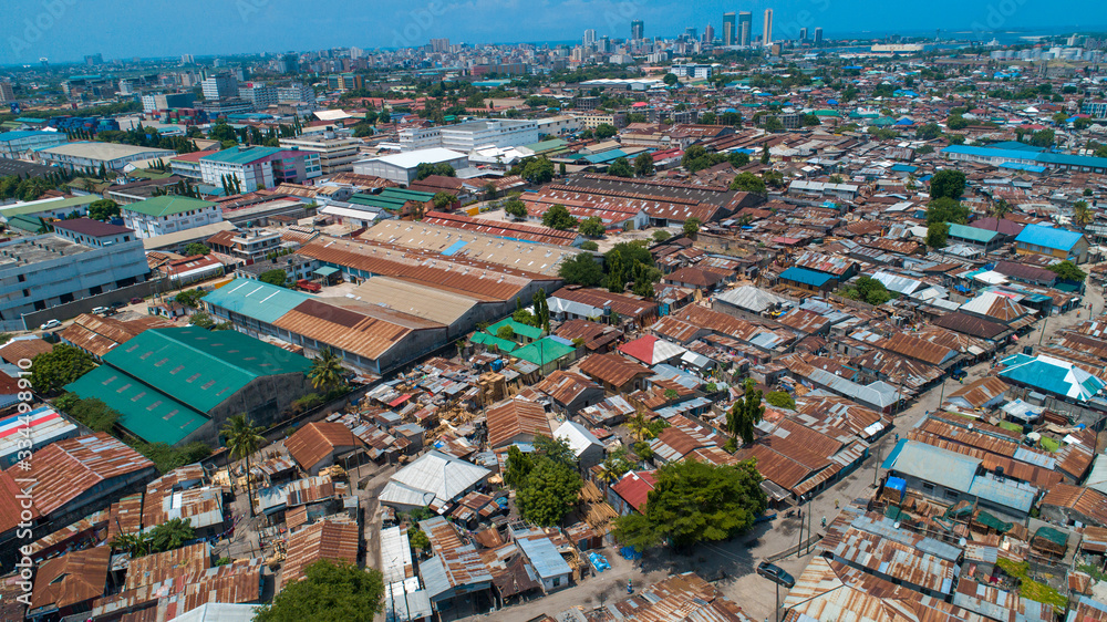 aerial view of the local settlement in Dar es salaam.