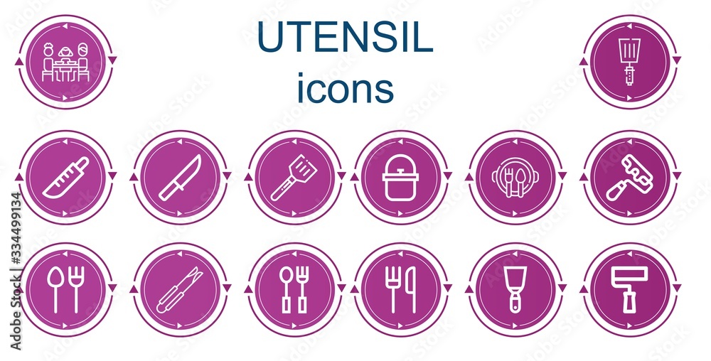 Editable 14 utensil icons for web and mobile Editable 14 utensil icons for web and mobile