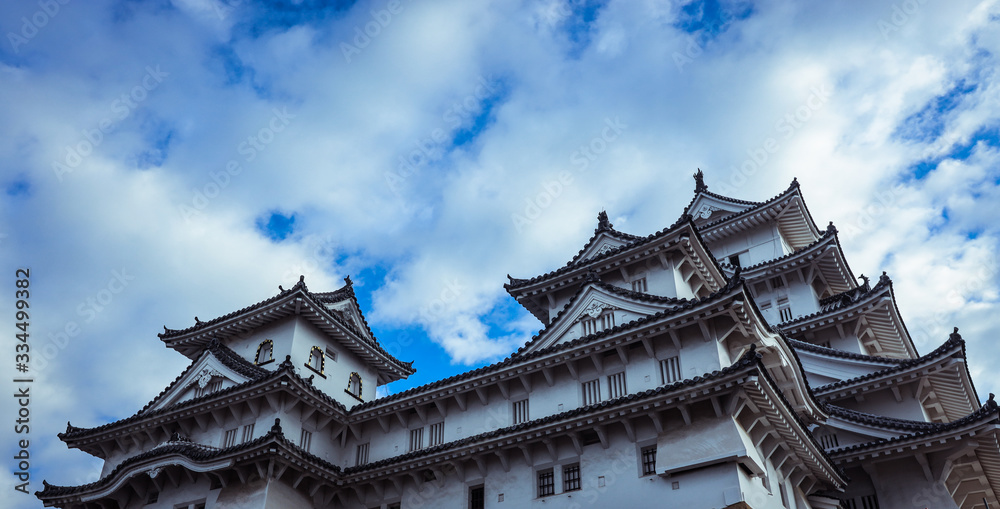 Himeji, Japan - January 08, 2020: Himeji Castle outside view Himeji, Japan - January 08, 2020: Himeji Castle outside view