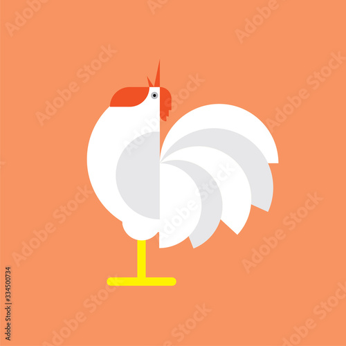 Chicken, rooster logo. Flat Elements. Vector illustration hen . Label for market, farm, zoo, veterinary clinic. Flat modern design. Stylized cock