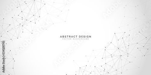 Abstract polygonal background with connecting dots and lines.Molecular structure with particles.  Vector technology background.Global network connection. 
