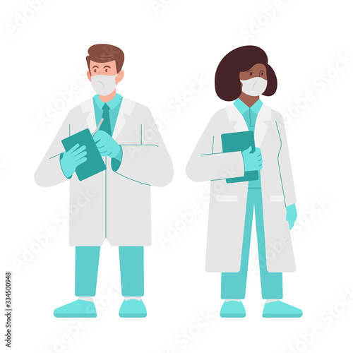 Characters medics, doctor and nurse
