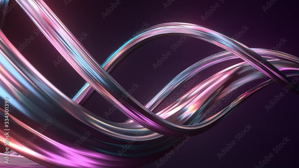 3d render of twisted shape made of chrome material. Iridescent colorful reflections. Loopable animation.
3d render of twisted shape made of chrome material. Iridescent colorful reflections. Loopable animation.